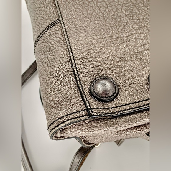 Pristine Borbonese Authentic Leather Bag w/Silver Chain Shoulder Staps - Picture 7 of 16